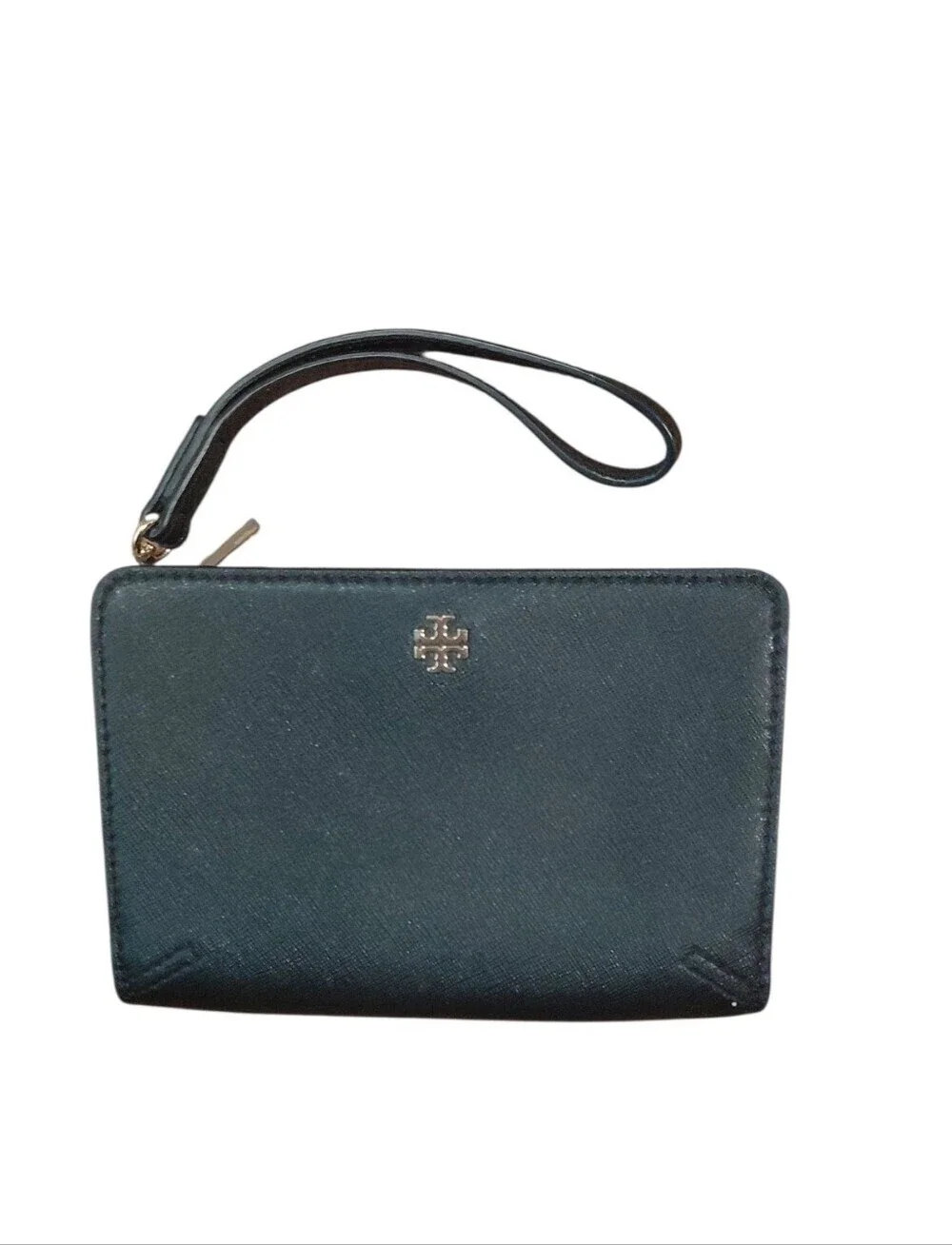 Tory Burch Bkack Saffiano Leather Wristlet Clutch
